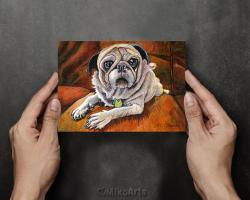 Happy as Honey, Pug Pup 5x7 Greeting Cards